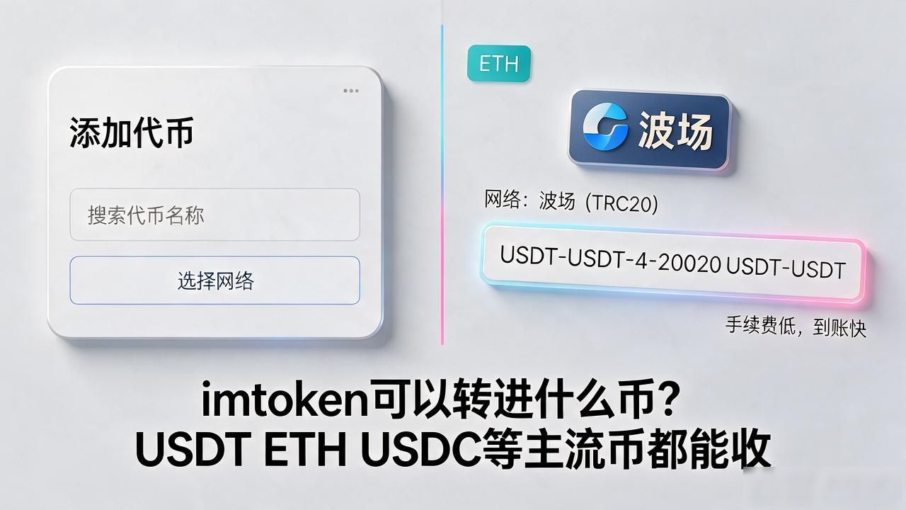 imtoken可以转进什么币？USDT ETH USDC等主流币都能收
